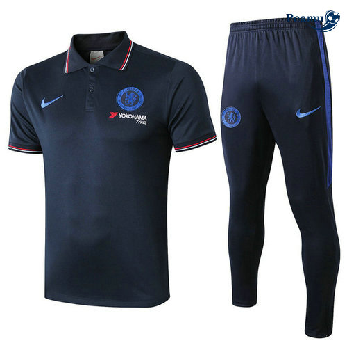 Kit Maglia Formazione POLO Chelsea + Pantaloni Blu navy 2019-2020