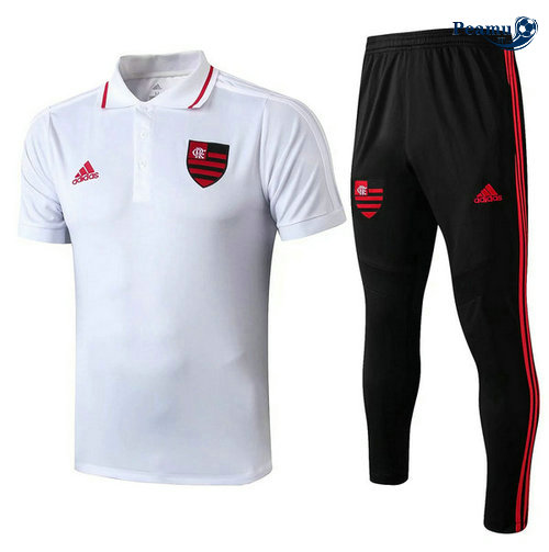 Kit Maglia Formazione POLO Flamengo RJ + Pantaloni Bianco/Nero 2019-2020