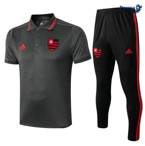 Kit Maglia Formazione POLO Flamengo RJ + Pantaloni Grigio scuro/Nero 2019-2020