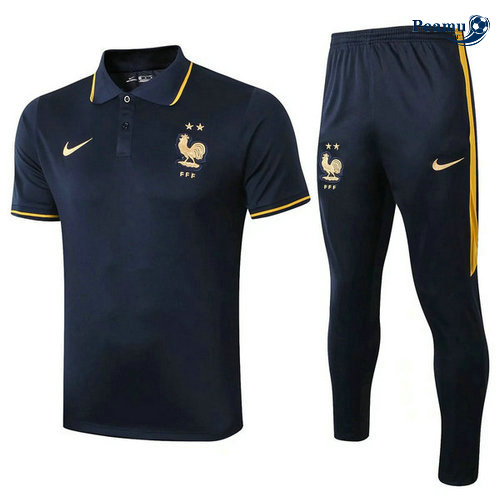 Kit Maglia Formazione POLO Francia + Pantaloni Blu navy 2019-2020