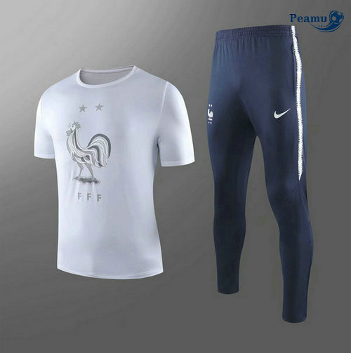 Kit Maglia Formazione Francia + Pantaloni Bianco/Nero 2019-2020