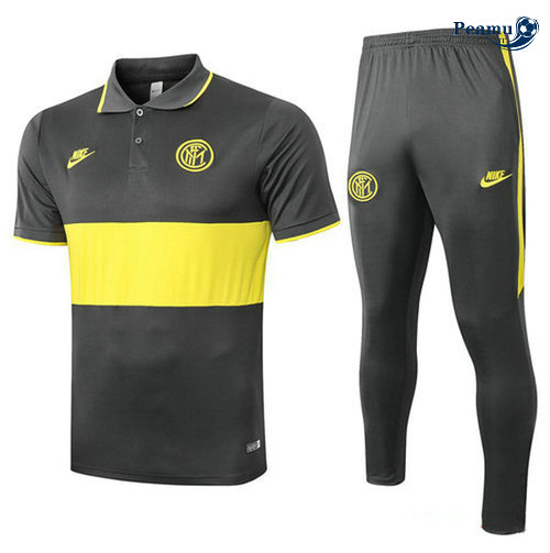 Kit Maglia Formazione POLO Inter Milan + Pantaloni Nero/Giallo 2019-2020
