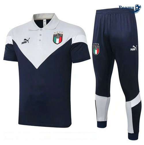Kit Maglia Formazione Italia polo + Pantaloni Blu navy/Bianco 2020-2021