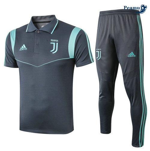 Kit Maglia Formazione POLO Juventus + Pantaloni Blu navy/Verde 2019-2020