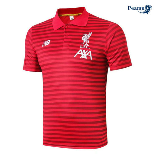 Kit Maglia Formazione POLO Liverpool + Pantaloni Rosso Nero 2019-2020 M026