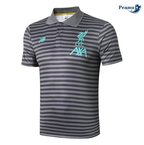 Kit Maglia Formazione POLO Liverpool + Pantaloni Grigio Nero 2019-2020 M027
