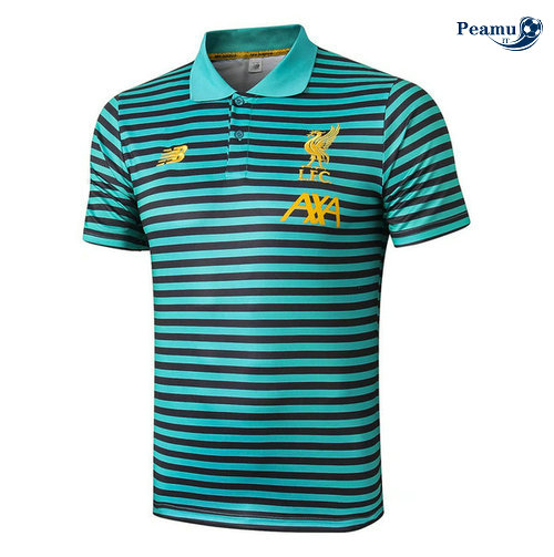 Kit Maglia Formazione POLO Liverpool + Pantaloni Verde Nero 2019-2020 M028
