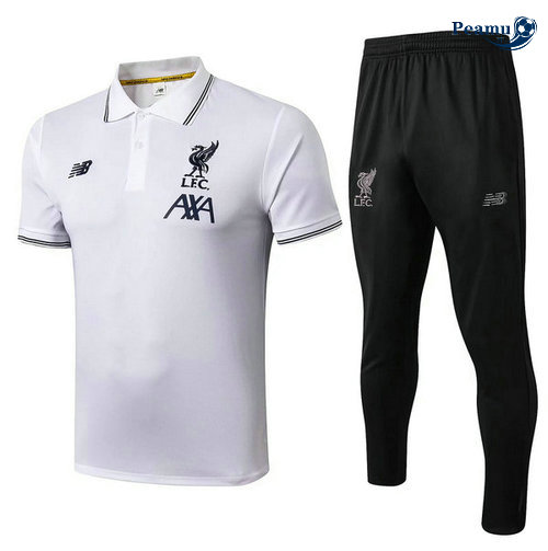 Kit Maglia Formazione POLO Liverpool + Pantaloni Bianco/Nero 2019-2020