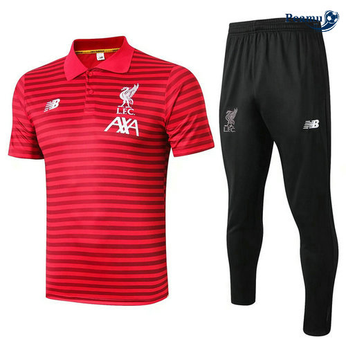 Kit Maglia Formazione POLO Liverpool + Pantaloni Rosso Nero 2019-2020 M029