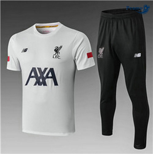 Kit Maglia Formazione Liverpool + Pantaloni Bianco/Nero 2019-2020 M031