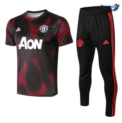 Kit Maglia Formazione Manchester United + Pantaloni Nero 2019-2020 M035