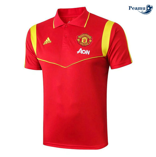 Kit Maglia Formazione POLO Manchester United + Pantaloni Rosso 2019-2020