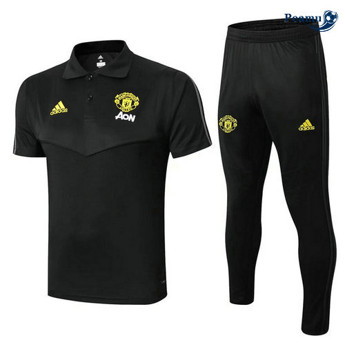Kit Maglia Formazione POLO Manchester United + Pantaloni Nero 2019-2020