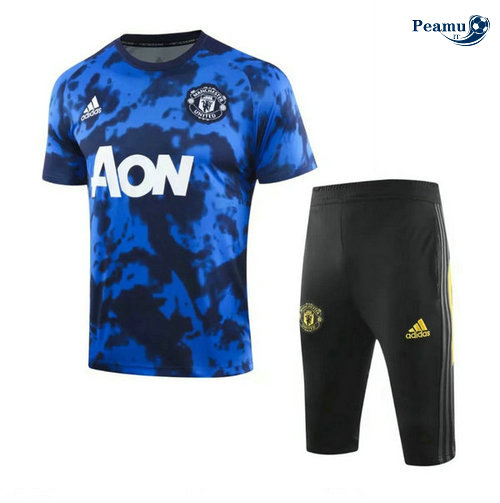 Kit Maglia Formazione Manchester United + Pantaloni Azzurro/Nero 2019-2020