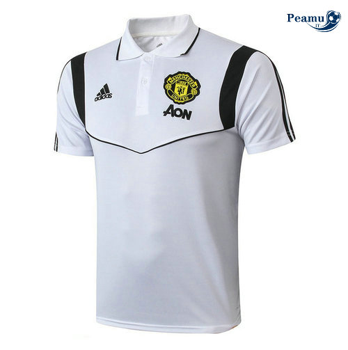 Kit Maglia Formazione POLO Manchester United + Pantaloni Bianco 2019-2020