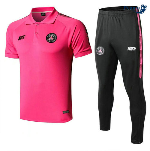 Kit Maglia Formazione POLO PSG + Pantaloni Rosa Rosso/Nero 2019-2020