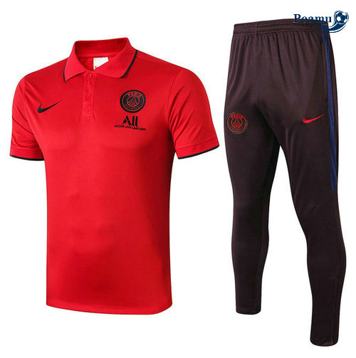 Kit Maglia Formazione POLO PSG + Pantaloni Rosso/Nero 2019-2020