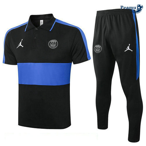 Kit Maglia Formazione PSG polo + Pantaloni Nero/Blu 2020-2021
