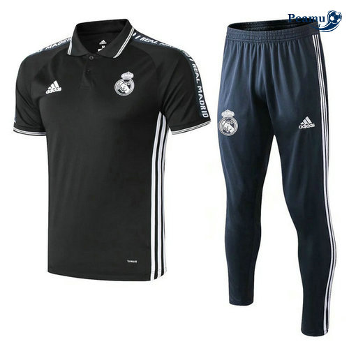 Kit Maglia Formazione POLO Real Madrid + Pantaloni Nero 2019-2020 M043