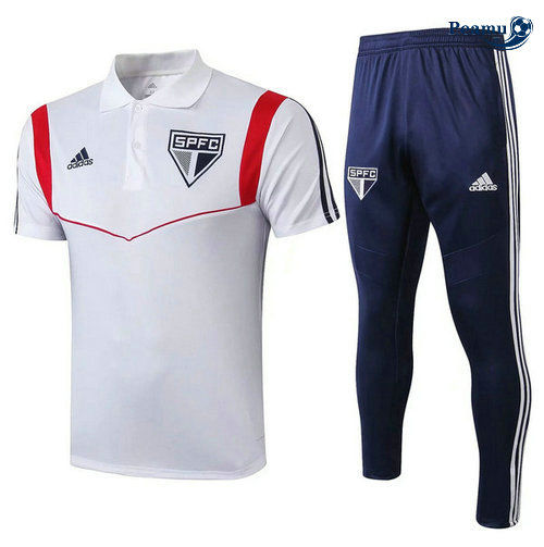 Kit Maglia Formazione POLO Sao Paulo + Pantaloni Bianco/Blu navy 2019-2020