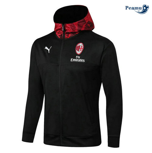 Giacca Con Cappuccio Calcio AC Milan Nero 2019-2020 Rosso