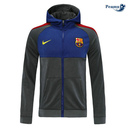 Giacca Con Cappuccio Calcio Barcellona Grigio/Azzurro 2019-2020