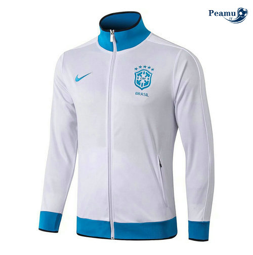 Giacca Calcio Brasile Bianco/Azzurro 2019-2020 Collo Alto