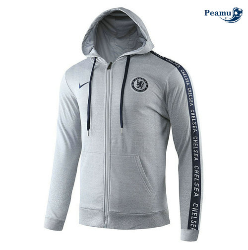 Giacca Con Cappuccio Calcio Chelsea Grigio Verde 2019-2020