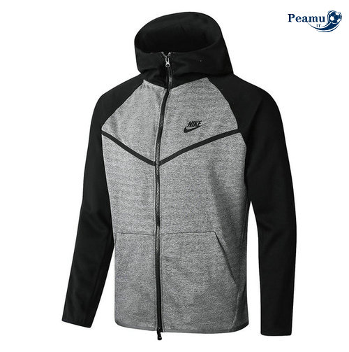 Giacca Con Cappuccio Calcio Italia Grigio/Nero manche Tech Fleece 2020-2021