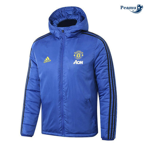 Giacca Con Cappuccio Piumino Calcio Manchester United Azzurro 2019-2020