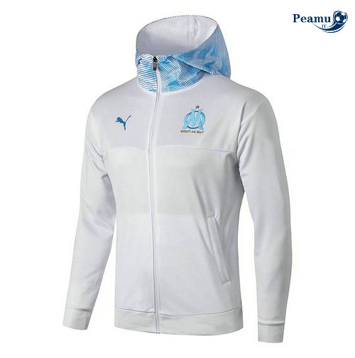 Giacca Con Cappuccio Calcio Marsiglia Bianco/Azzurro 2019-2020