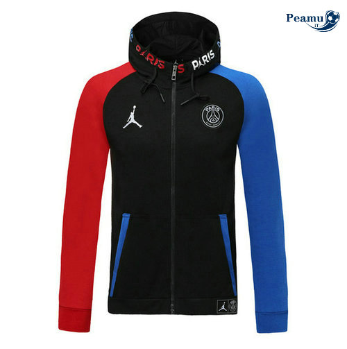 Giacca Con Cappuccio Calcio PSG Jordan Azzurro/Rosso/Nero 2019-2020