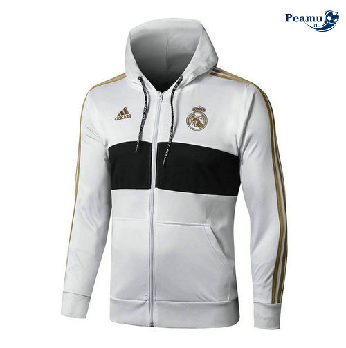 Giacca Con Cappuccio Calcio Real Madrid Bianco/Nero 2019-2020