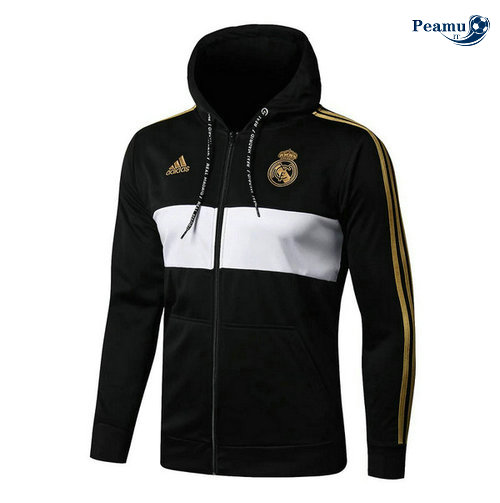 Giacca Con Cappuccio Calcio Real Madrid Nero/Bianco 2019-2020