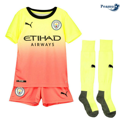 Maglia Calcio Manchester City Bambino Terza Giallo/Rosa 2019-2020