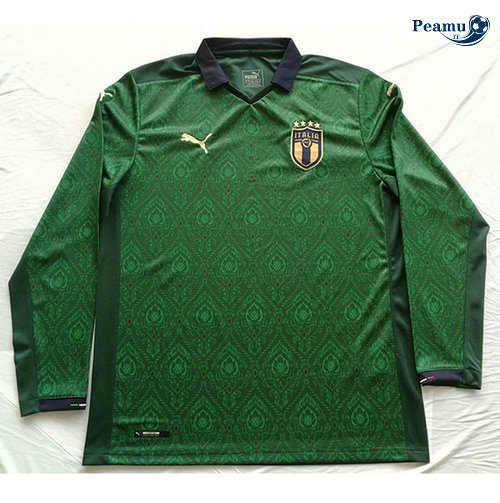 Maglia Calcio Italia Seconda Manica lunga Verde 2020-2021
