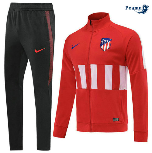 Tuta Calcio - Giacca Atletico Madrid Rosso/Bianco Nero 2019-2020 Collo Alto