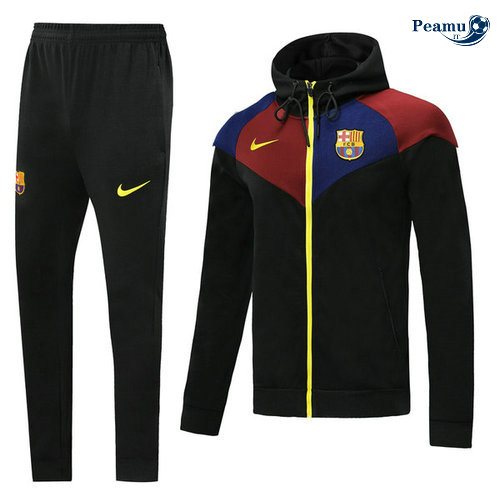 Tuta Calcio - Giacca con cappuccio Barcellona Nero/Rosso/Azzurro 2019-2020