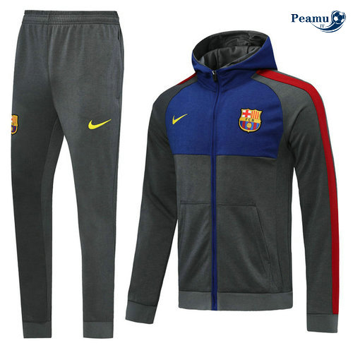 Tuta Calcio - Giacca con cappuccio Barcellona Grigio/Azzurro 2019-2020