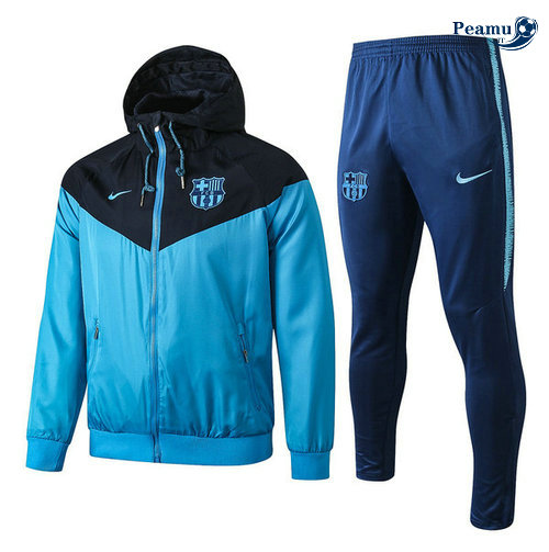 Tuta Calcio - Giacca con cappuccio A Vento Barcellona Azzurro/Blu navy 2019-2020