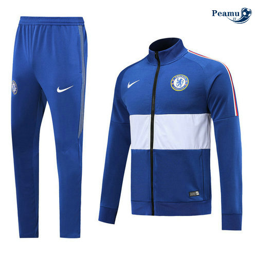 Tuta Calcio - Giacca Chelsea Azzurro/Bianco 2019-2020 Collo Alto