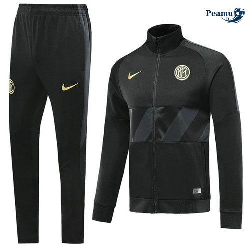 Tuta Calcio - Giacca Inter Milan Nero 2019-2020 Collo Alto
