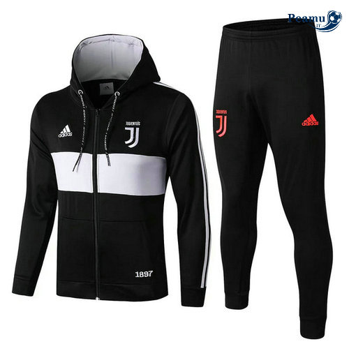 Tuta Calcio - Giacca con cappuccio Juventus Nero/Bianco 2019-2020