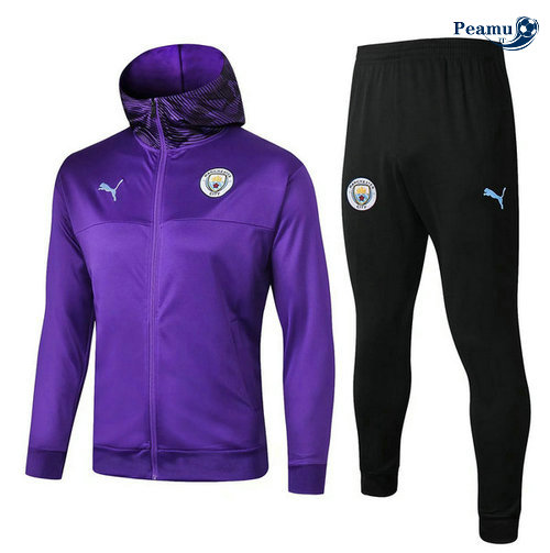 Tuta Calcio - Giacca con cappuccio Manchester City Porpora Nero 2019-2020