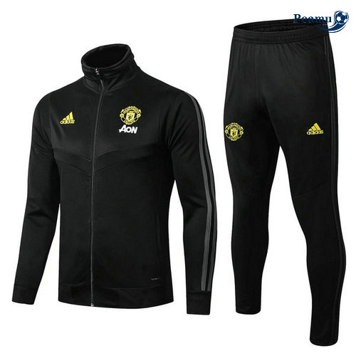 Tuta Calcio - Giacca Manchester United Nero 2019-2020 Collo Alto