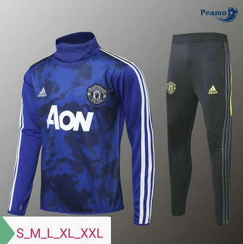 Tuta Calcio Manchester United Azzurro/Nero 2019-2020 Collo Alto