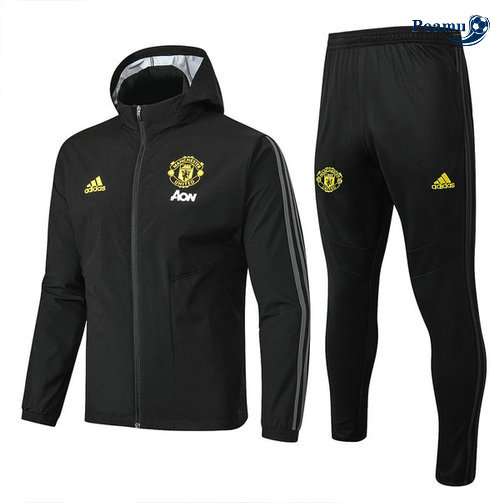 Tuta Calcio - Giacca con cappuccio A Vento Manchester United Nero 2019-2020