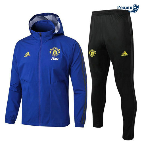 Tuta Calcio - Giacca con cappuccio A Vento Manchester United Azzurro/Nero 2019-2020