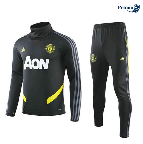Tuta Calcio Manchester United Nero 2019-2020 Collo Alto M101