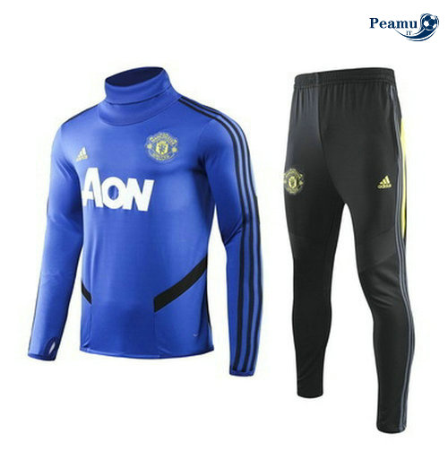Tuta Calcio Manchester United Azzurro/Nero 2019-2020 Collo Alto M118